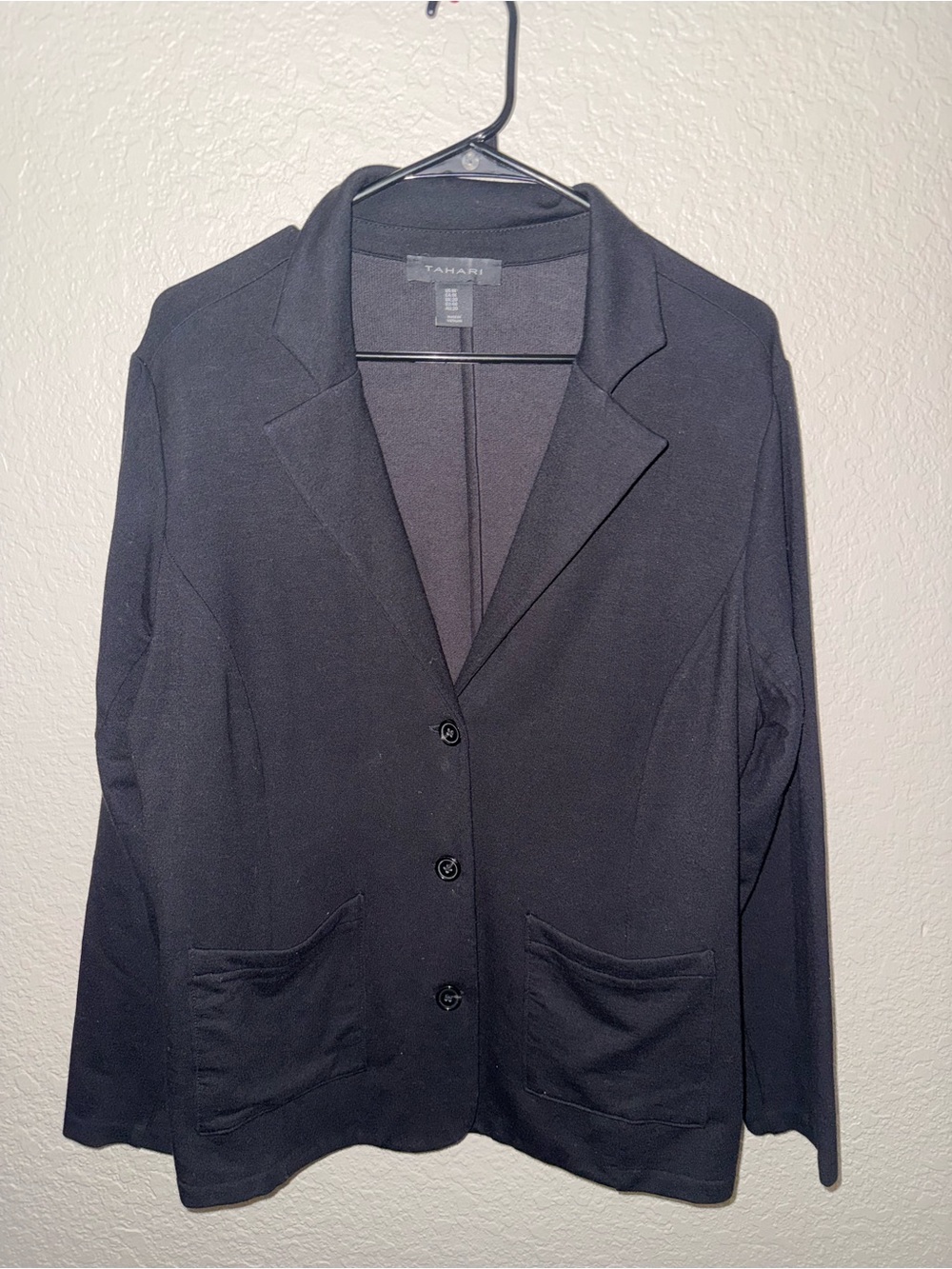 Tahari Black Women's Knit Blazer with Patch Pockets